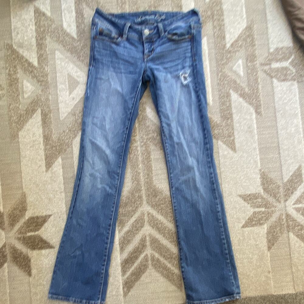 American Eagle Women's Slim Bootcut Medium Wash Blue Stretch Jeans Size 4 Long